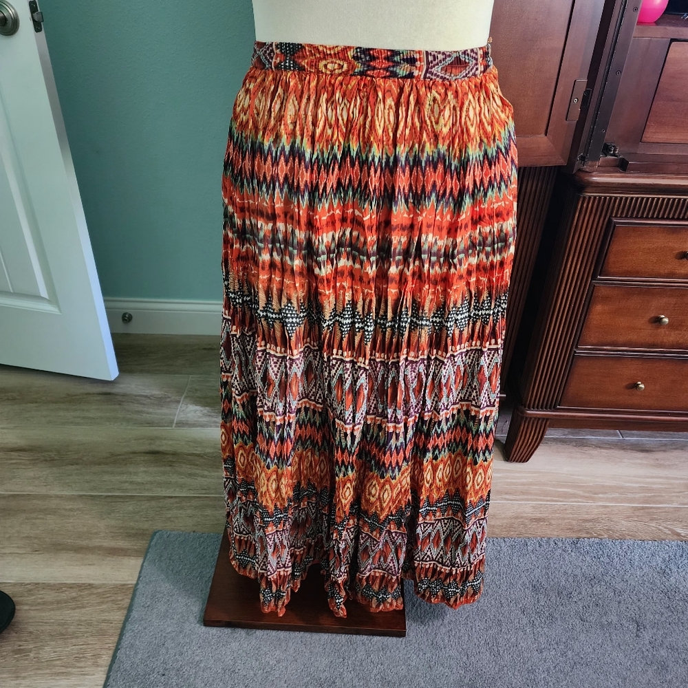 Travelsmith Size M Boho Patterned Maxi Skirt